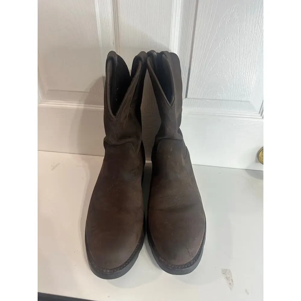 Tecovas Stockton Roper Ranch Boots Sz 10.5D Dark Brown Vibram Hard Toe Work Mens